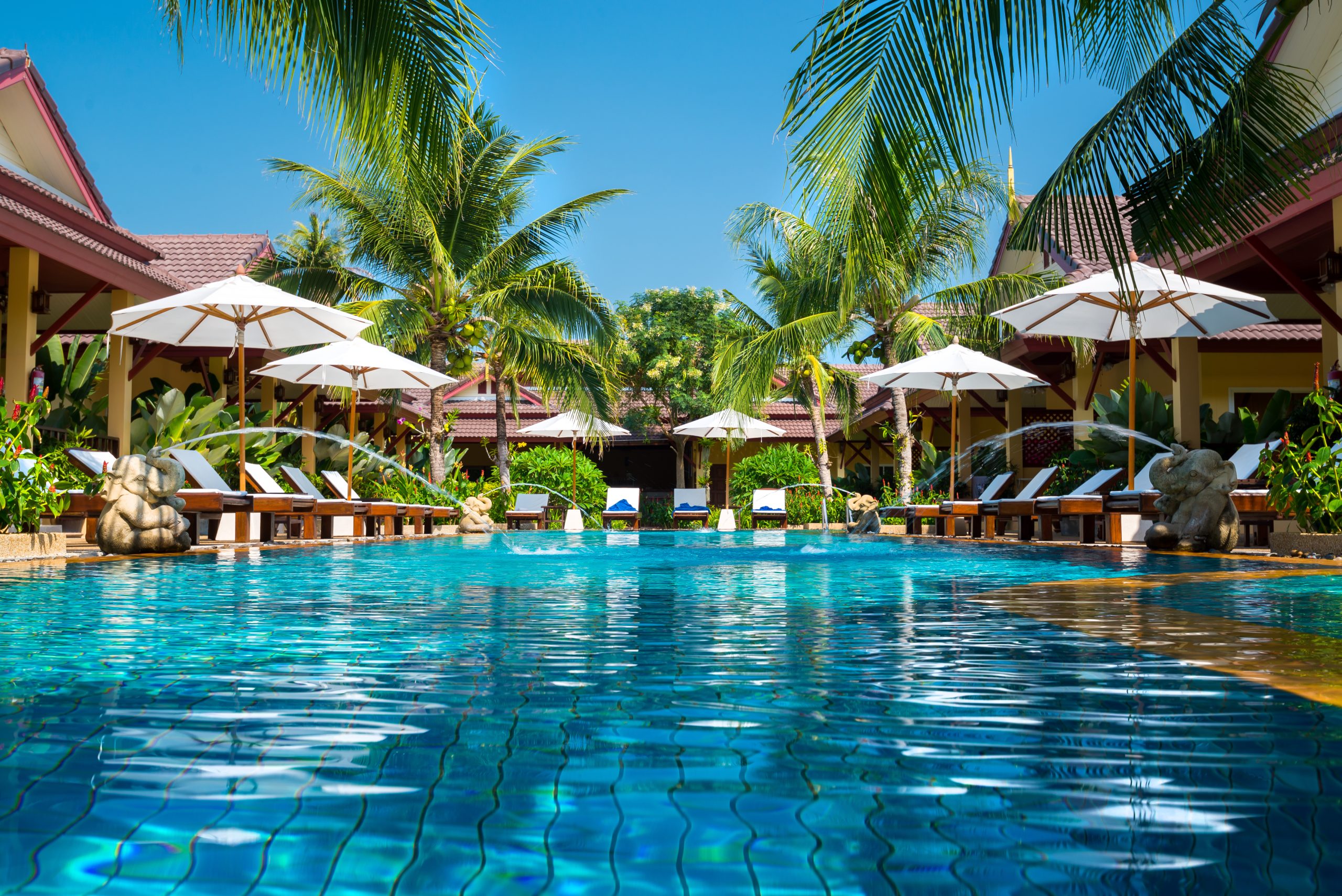 beautiful swimming pool in tropical resort , Phuket, Thailand beautiful swimming pool in tropical resort , Phuket, Thailand